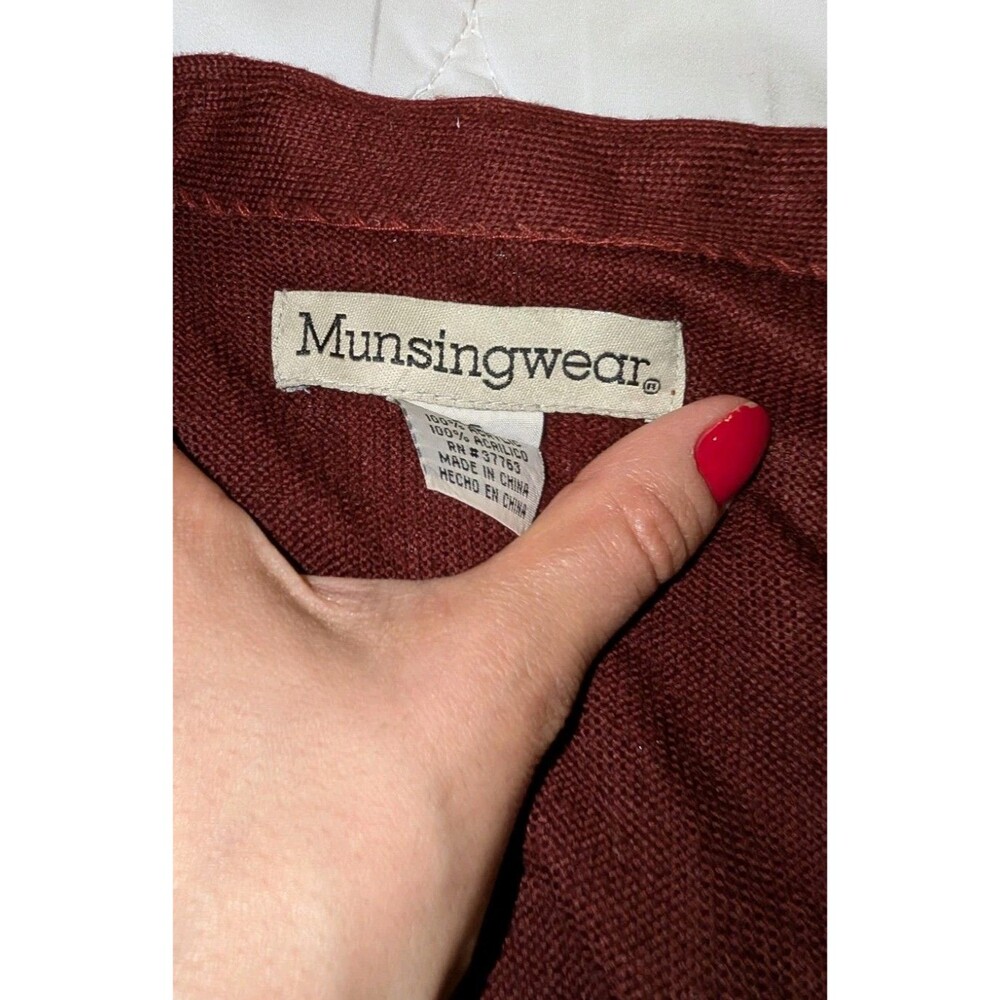 Munsingwear Mens Burgundy Long Sleeve Crew Neck Knit Pullover Sweater L - Picture 3 of 6